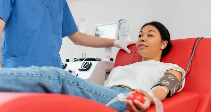Woman donating blood