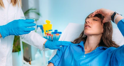 Sick woman with doctor