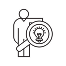 Person with idea magnifier icon