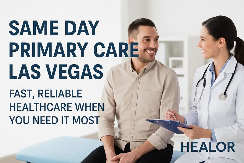 same_day_primary_care_las_vegas - Healor Same Day Primary Care in Las Vegas at HEALOR – male patient consulting with a friendly female doctor in a modern clinic, offering fast and reliable healthcare when you need it most.